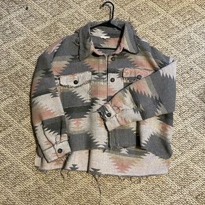 Pink and grey aztec heavy shacket